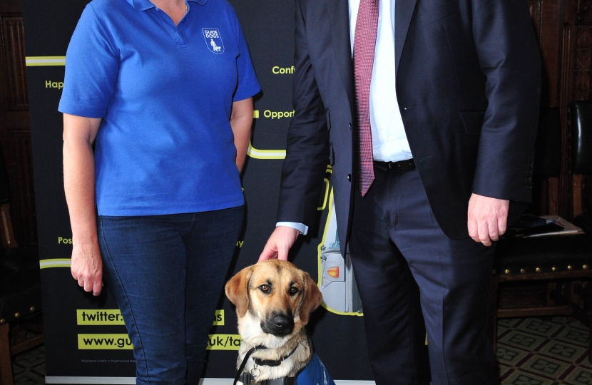 Guto Bebb MP / AS supporting Guide Dogs' Talking Buses campaign