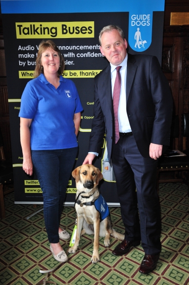 Guto Bebb MP / AS supporting Guide Dogs' Talking Buses campaign